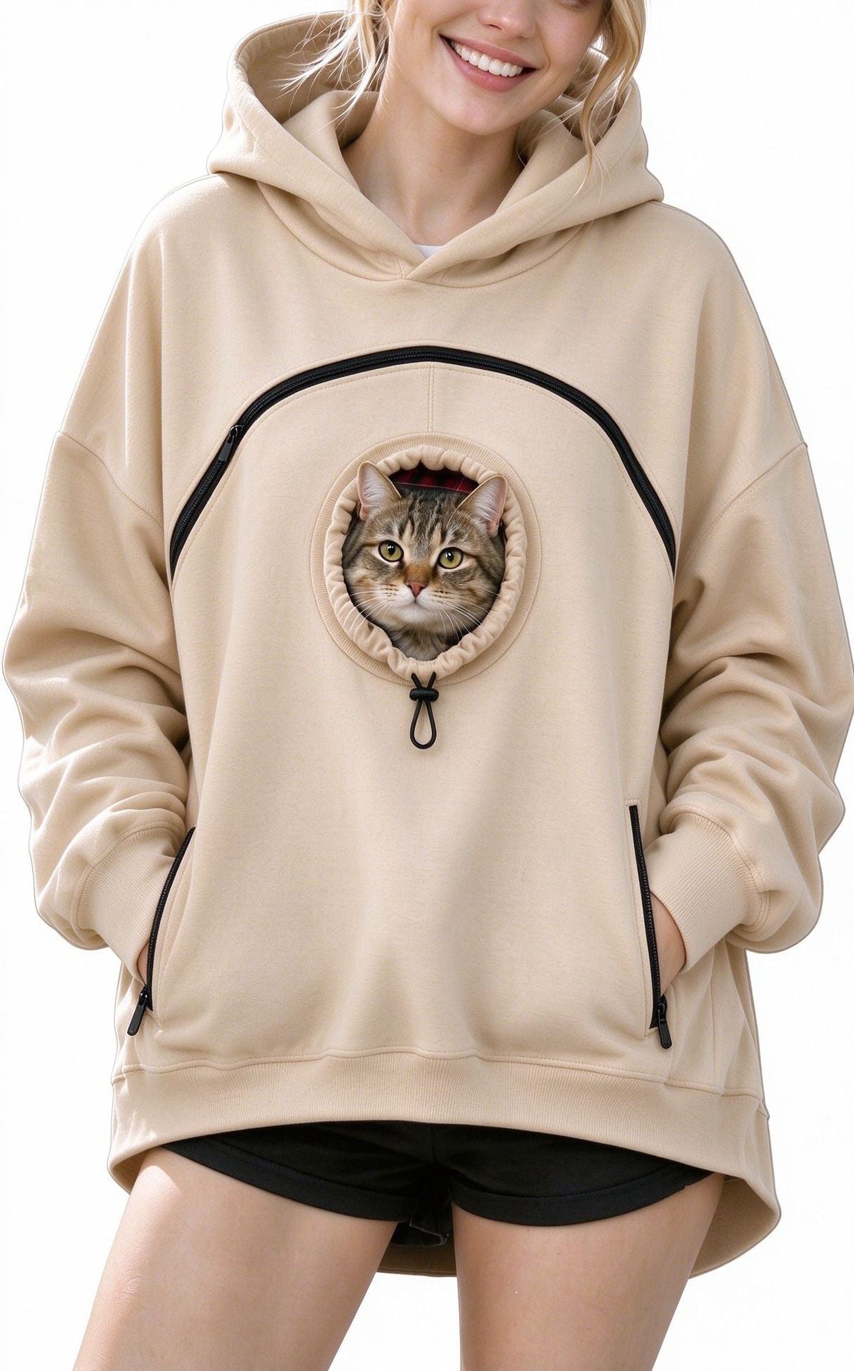Womens Long Sleeve Hoodie with Pet Pocket