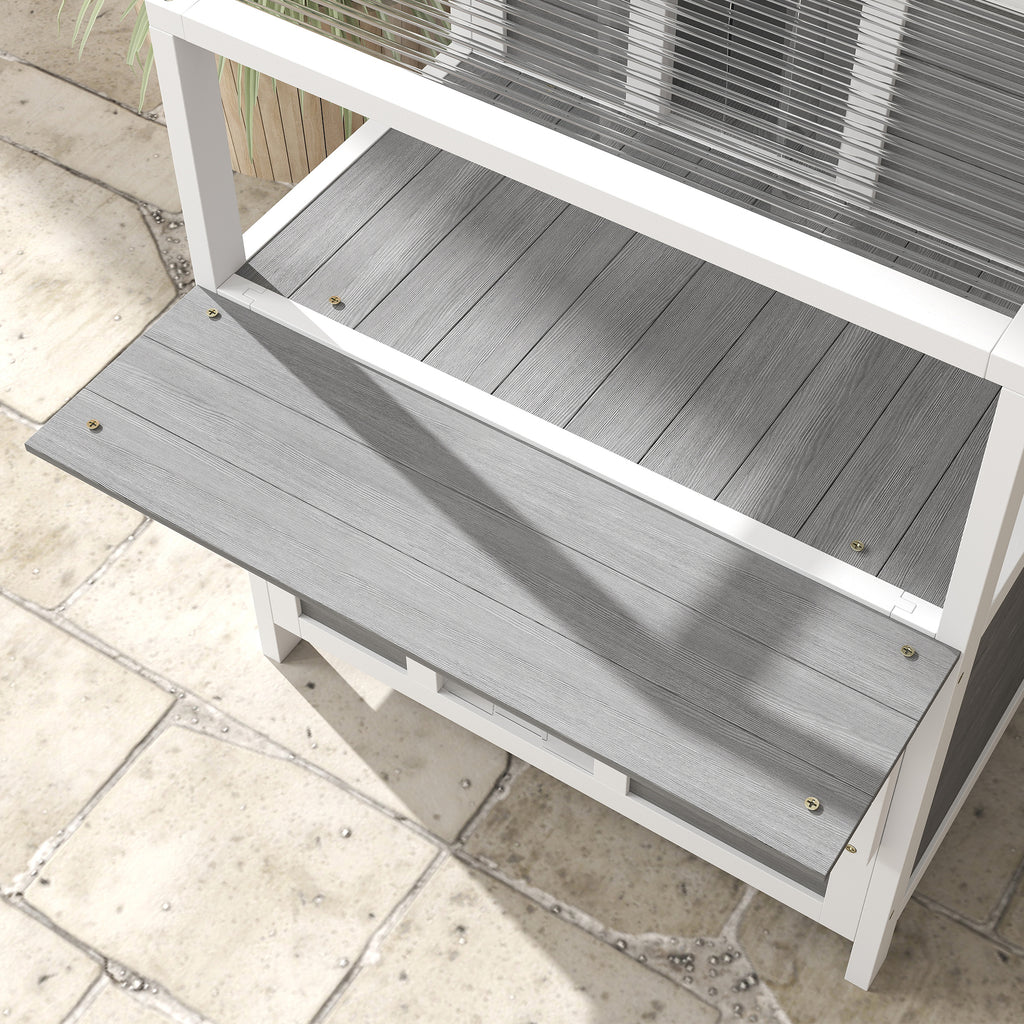Maison pour chats 2 niveaux avec balcon abrité, toit ouvrable, extérieur, intérieur, gris clair