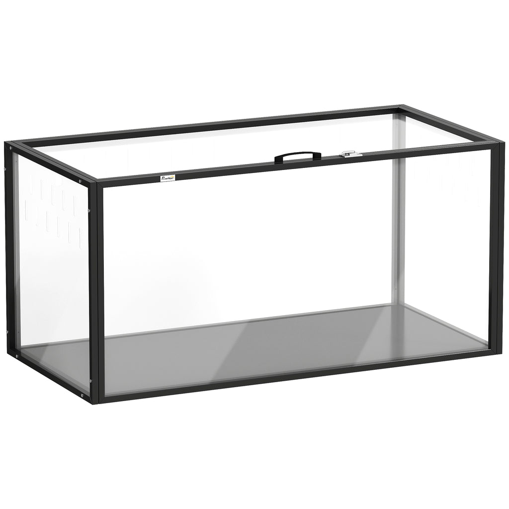 Cage pour Hamster Habitat Rongeurs Transparent de Vue Panoramique 360° Anti-Mordillage 105x51x51cm Noir