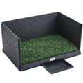 Toilette pour Chien avec Gazon Artificiel, Parois Hautes et Plateau Coulissant, Système de Drainage, 75x51x36,5cm, Noir