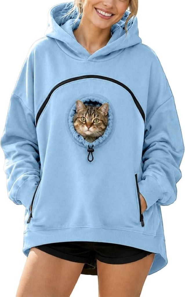 Womens Long Sleeve Hoodie with Pet Pocket
