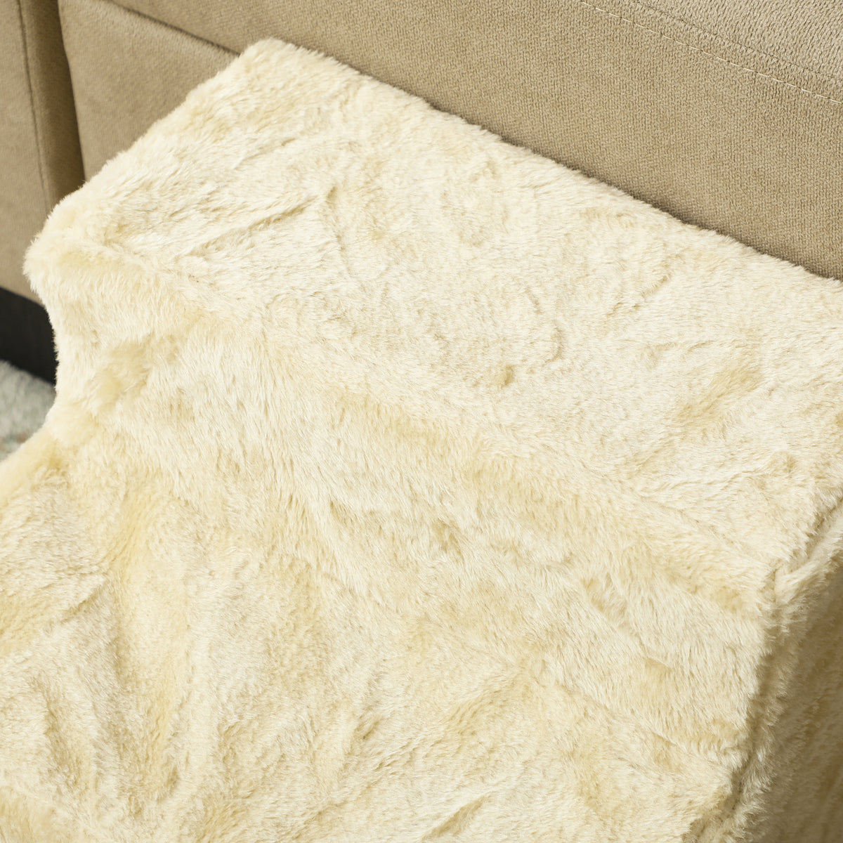 Escalier pour Chien à 3 Marches, Escalier pour Chat, Échelle Antidérapante pour Animaux, 46 x 35 x 35 cm, Beige