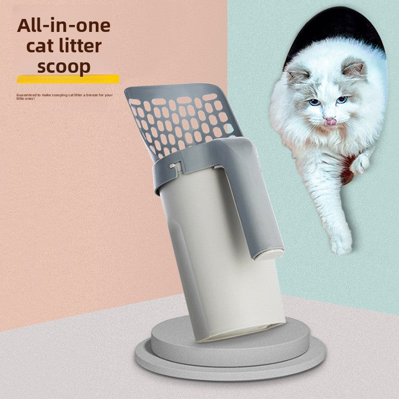 Pet Litter Scoop with Trash Bin Large Capacity Filter Scooper for Cats and Dogs