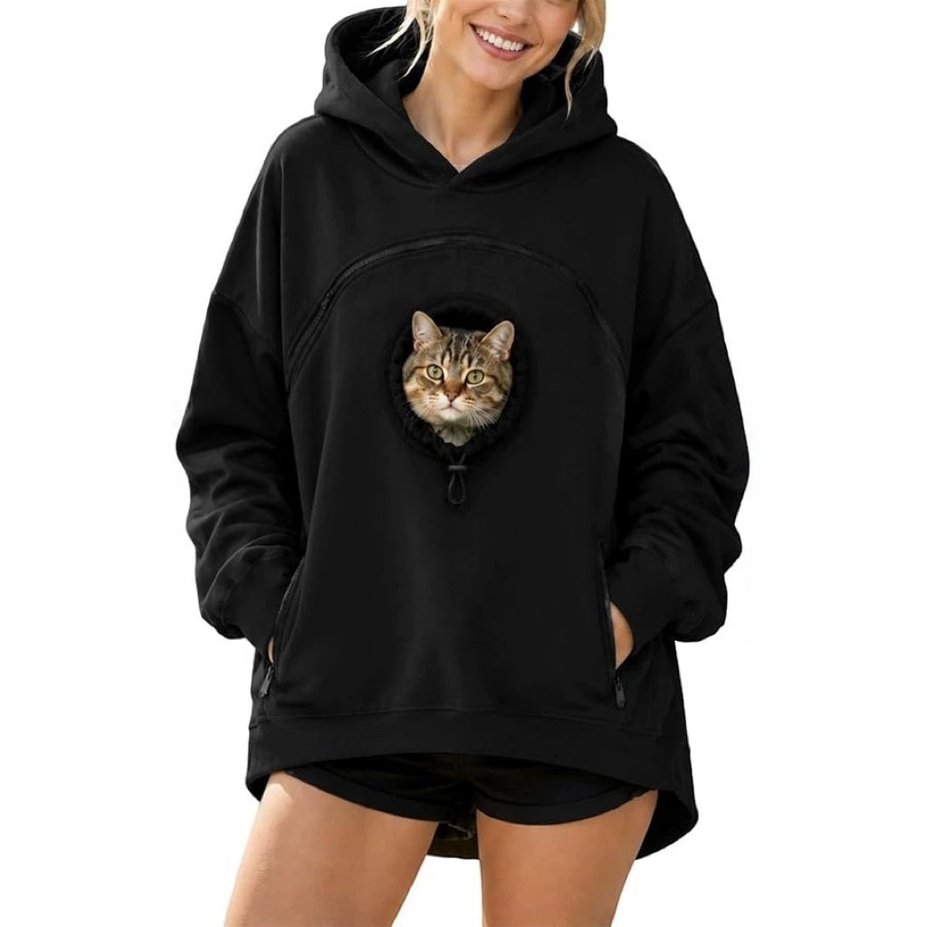 Womens Long Sleeve Hoodie with Pet Pocket