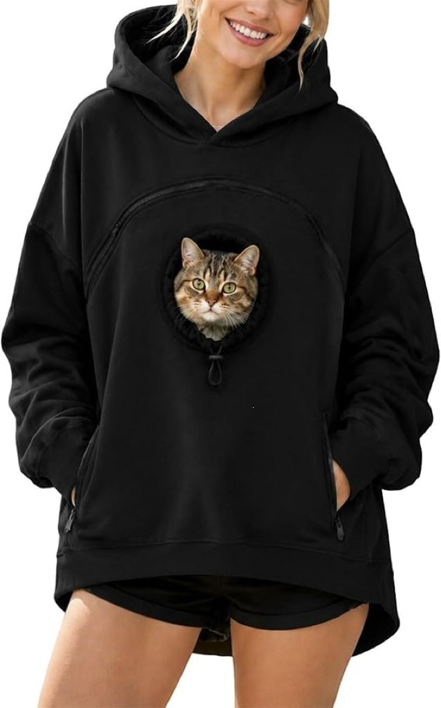 Womens Long Sleeve Hoodie with Pet Pocket