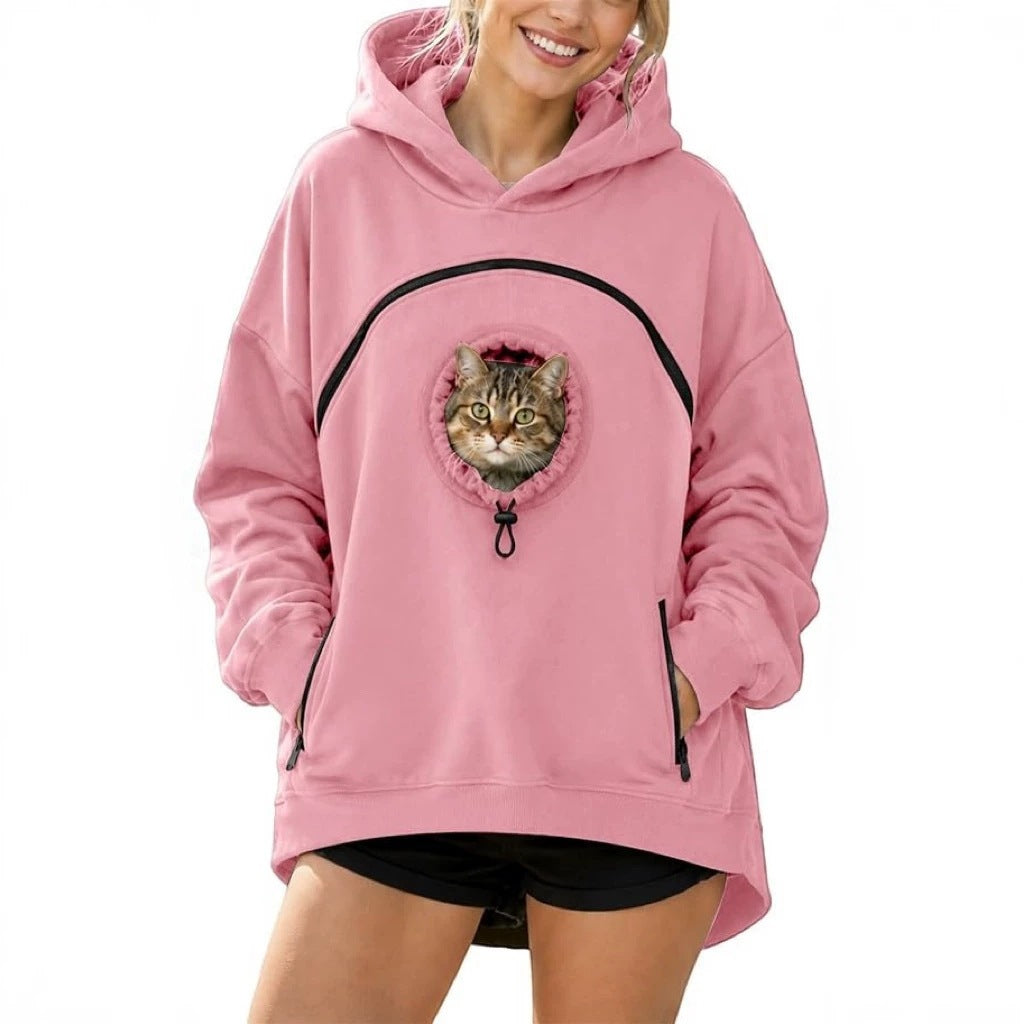 Womens Long Sleeve Hoodie with Pet Pocket