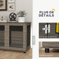 Cage pour chien 2 en 1 table d'appoint avec coussin en peluche déhoussable porte verrouillable 100 x 60 x 73,5 cm gris