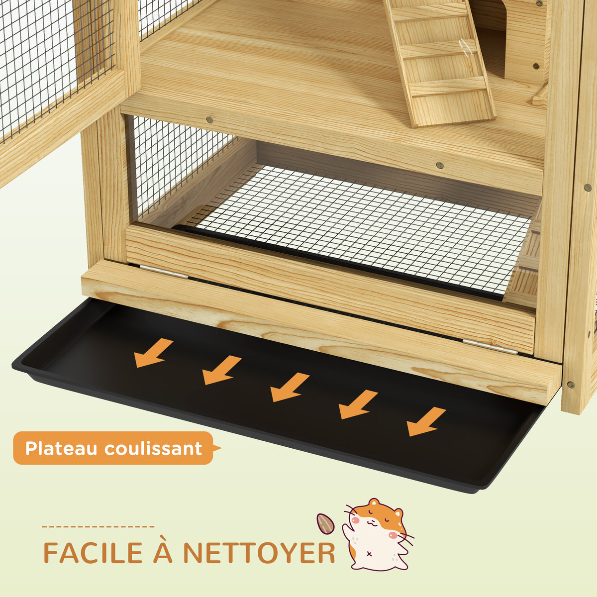 Cage pour hamsters ou petits animaux en bois 5 niveaux avec échelle niche balançoire 54 x 38 x 131 cm naturel