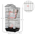 Cage à oiseaux 46 x 36 x 100 cm 4 mangeoires 3 perchoirs cage pour perruche calopsitte conure pinson canaris