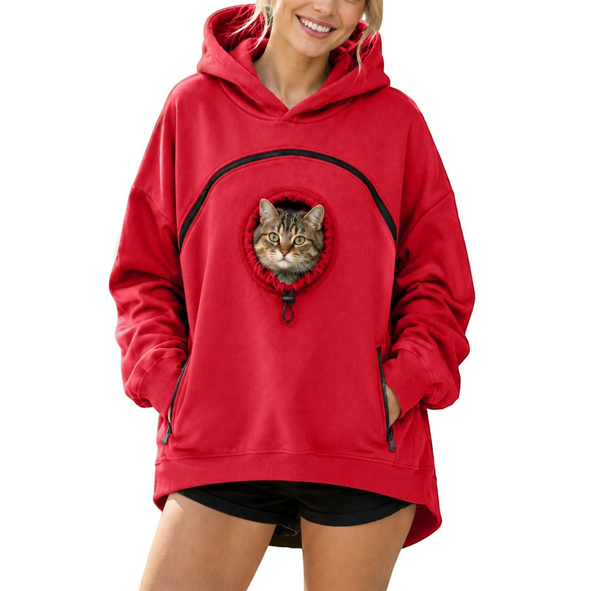 Womens Long Sleeve Hoodie with Pet Pocket