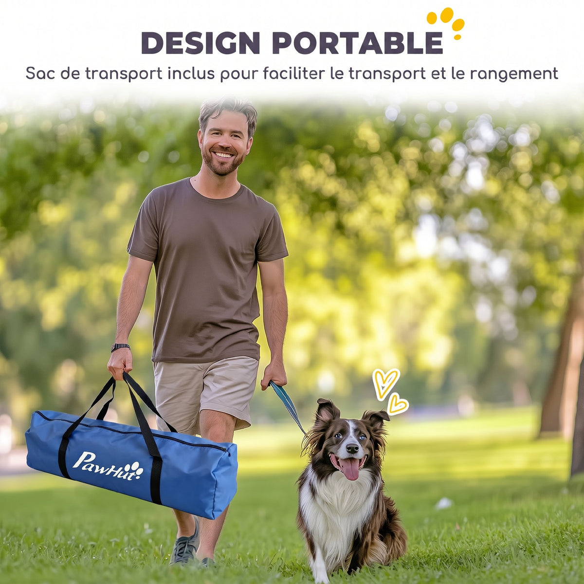 Ensemble d'Agilité pour Chien 8 Pièces avec Tunnel, Slaloms, Sauts Ajustables, Sac de Transport, 350x68x70cm, Orange