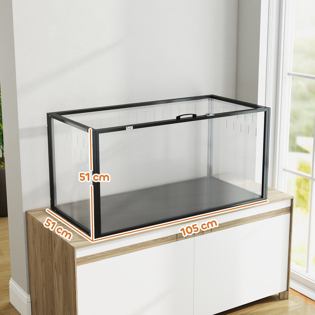 Cage pour Hamster Habitat Rongeurs Transparent de Vue Panoramique 360° Anti-Mordillage 105x51x51cm Noir
